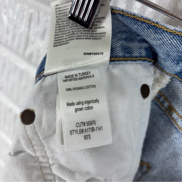 AGOLDE 90s Crop Distressed High-Waisted Straight Denim Jeans Echo Light Wash 27 - Picture 5 of 6